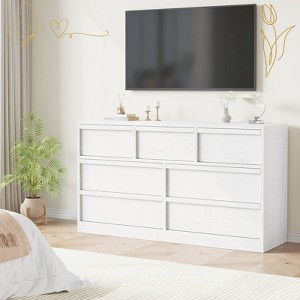 Jojoka Wide Drawer Dresser Organizer for Bedroom, Modern Wooden Chest of Drawers with Large Storage for Entryway Nursery - 1 of 4