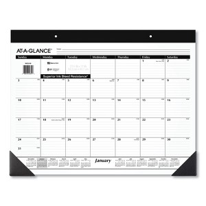 Monthly Refillable Desk Pad, 22 x 17, White Sheets, Black Binding, Black Corners, 12-Month (Jan to Dec): 2026 - 1 of 4