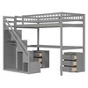 Sapphtopaz Loft Bed with 2 Chest of Drawers & LED Wooden Loft Bed Frame with Guardrails & Stairs for Kids,Teens Desk Bed for Bedroom - 4 of 4