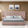 Sapphtopaz Queen Bed Frame with Headboard Pleated Chenille Upholstered Grounded Platform Bed with Drawers & Adjustable Bedside Lamp for Bedroom - 4 of 4