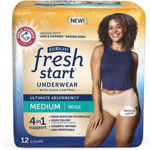 FitRight Fresh Start Urinary & Postpartum Incontinence Underwear for Women, Medium, Beige, Ultimate Absorbency, with Odor-Control by ARM & Hammer - 1 of 4