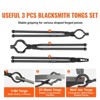 VEVOR Blacksmith Tongs, 18” 3 PCS, V-Bit Bolt Tongs, Wolf Jaw Tongs and Z V-Bit Tongs, Carbon Steel Forge Tongs with A3 Steel Rivets - 3 of 4