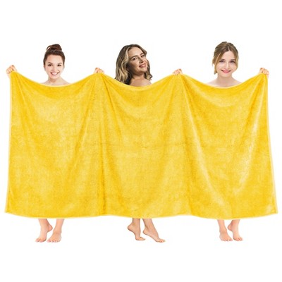 American Soft Linen 100% Cotton Oversized Bath Sheet, 40 in by 80 in Bath Towel Sheet, Yellow