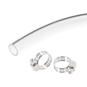 Unique Bargains PVC Flexible Air Water Plumbing Pipe with Clamps 10 ft Clear - 1 of 4