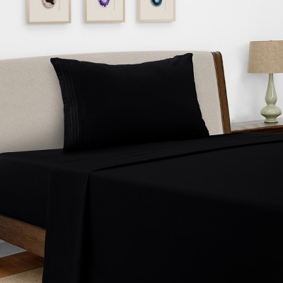 Microfiber Sheets Set 4 Piece Solid Sheet Set Deep Pocket Bed Sheets Plain Bedding with Pillowcases  - Lux Decor Collection