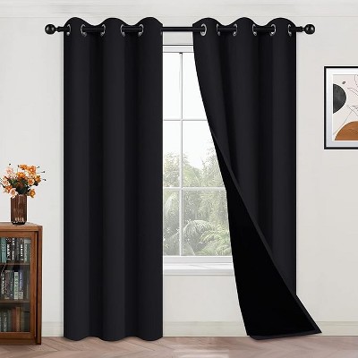 Yakamok Room Darkening Thermal Insulated Blackout Curtains for Bedroom (42Wx84L,Black 2 Panels)