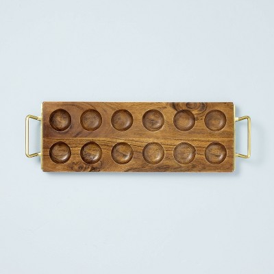 Wood Egg Tray with Metal Handles Brown/Gold - Hearth & Hand™ with Magnolia