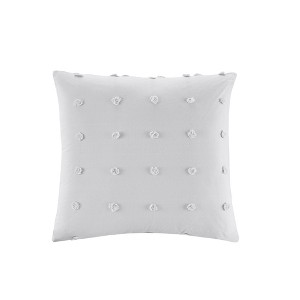 Kay Cotton Jacquard Pom Pom Throw Pillow Gray, Size: Oversize Square