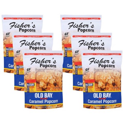 Fisher's Popcorn Old Bay Seasoned Caramel Popcorn - Case of 6/10 oz