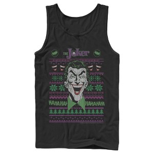Men's Batman Ugly Christmas Joker Laugh Tank Top - 1 of 4
