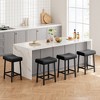Counter Height 24" Barstools Set of 2, Modern Upholstered Counter Stool with Curved Surface, PU Leather Backless Saddle Stool, for Kitchen Home Bar - 2 of 4