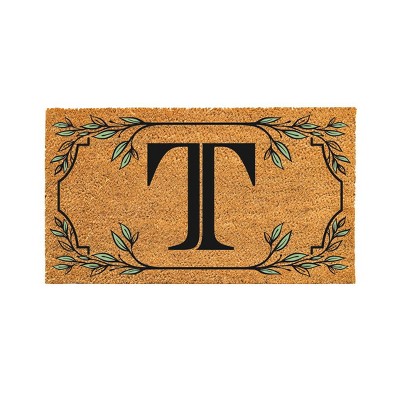 28" x 16" Monogram Coir Mat, Letter  "T"