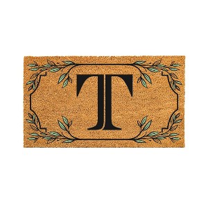28" x 16" Monogram Coir Mat, Letter  "T" - 1 of 4