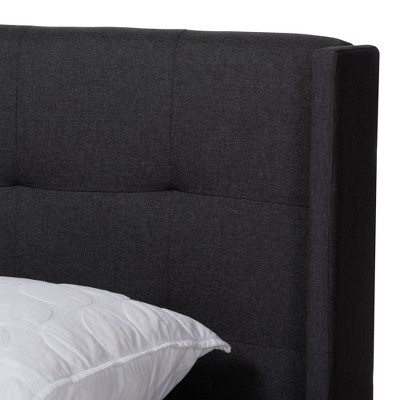 Charcoal Gray Upholstered Queen Bed with Tufted Headboard