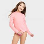 Girls' Long Sleeve Solid Rash Guard Top - Cat & Jack™ Pink
