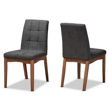 2pc Tara Fabric Upholstered and Wood Dining Chair Set - Baxton Studio