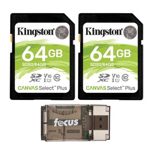 Kingston 64GB SDHC Canvas Select Plus Memory Card (2-Pack) w/ Card Reader Bundle - 1 of 3