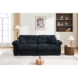 90.1'' Chenille Pleated 3-Seater Sofa with Dense Foam Cushion and Spring Support - 1 of 4