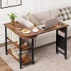 Homhougo 360° End Table Rotating Sofa Side Table with Charging Station Swivel Side Table with Extra Storage Bag Movable End Table with Wheels, Brown - 4 of 4