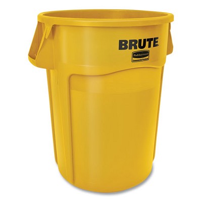 Yellow Heavy-Duty Plastic 44-Gallon Round Trash Can