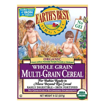 Photo 1 of Earth's Best Organic Baby Food, Organic Whole Grain Multi-Grain Baby Cereal, Non-GMO, Easily Digestible and Iron Fortified Baby Food, 8 oz Box (Pack of 12) BEST IF USED BY 4/11/2025