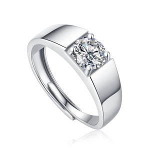 Guili Men's 0.50ct Round Lab-Created Moissanite Flush Set Solitaire Engagement Anniversary Adjustable Ring - 1 of 2