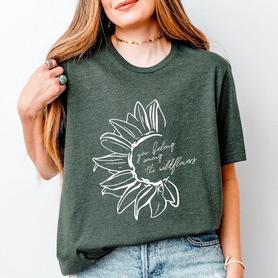 Simply Sage Market You Belong Among The Wildflowers Flower Short Sleeve Tee - 2XL - Forest
