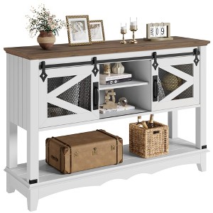 46" Entryway Table with Storage, Farmhouse Foyer Table, White Sofa Table, Wooden Console Table for Living Room - 1 of 4