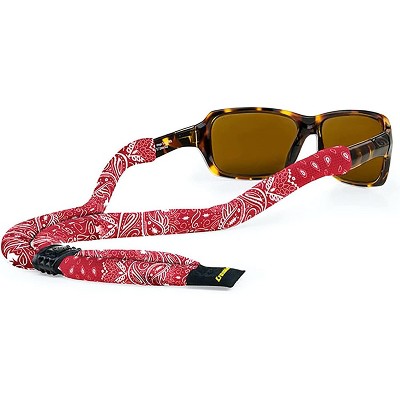 Croakies Suiters Glasses Strap, Bandana Red|Made in the USA|96% Cotton|made of high quality material that prevents slipping and sliding of sunglasses