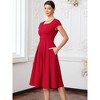 INSPIRE CHIC Women's Vintage Square Neck Cap Sleeve Causal A-Line Midi Dresses - 4 of 4
