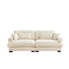 Dexmalle Modern Velvet Upholstered Sofa With Waist Pillows and Throw Pillows,Cream - 2 of 4