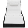 vidaXL Sun Lounger with Pillow Poly Rattan Black - 3 of 4