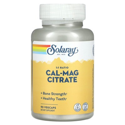 Solaray Cal-Mag Citrate, 1:1 Ratio, 90 VegCaps
