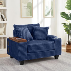 Compact Modern Sofa with Hidden Work Tray, USB & Bluetooth, Storage Armrest – Ideal for Apartments – 3irtyhousy - 1 of 4