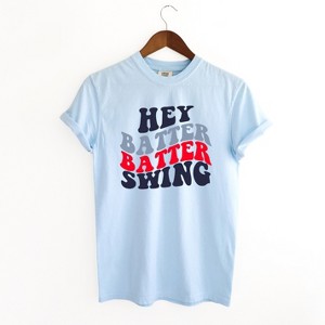 Simply Sage Market Women's Batter Batter Swing Stacked Short Sleeve Garment Dyed Tee - 1 of 2