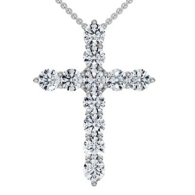 Pompeii3 1.25Ct Diamond Cross 14k Gold 18" Necklace 1" Tall Lab Created