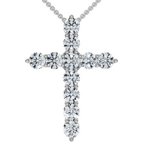 Pompeii3 1.25Ct Diamond Cross 14k Gold 18" Necklace 1" Tall Lab Created - 1 of 4