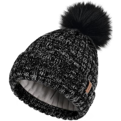 ZUPPAD Womens Winter Beanie Hat Fleece Lined Faux Fur Pom Pom Knitted Warm Beanie for Women Hats 1 Pack