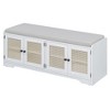 CLIHOME Rustic Storage Bench Multifunctional Wood Entryway Shoe Bench with Removable Cushion - 3 of 4