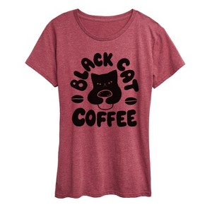 Women's - Instant Message - Black Cat Coffee Short Sleeve Graphic T-Shirt - 1 of 4