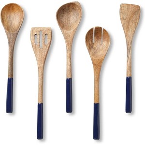 Folkulture Set of 5 Wooden Cooking Utensils - Blue Blue Set of 5 - 1 of 4