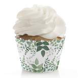 Big Dot of Happiness Boho Botanical - Greenery Party Decorations - Party Cupcake Wrappers - Set of 12