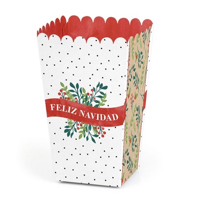 Big Dot of Happiness Feliz Navidad - Holiday and Spanish Christmas Party Favor Popcorn Treat Boxes - Set of 12