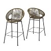Gulches Outdoor Patio Green Faux Wicker Barstool, Set of 2 for Patio, Outdoor, Garden, Poolside - 4 of 4