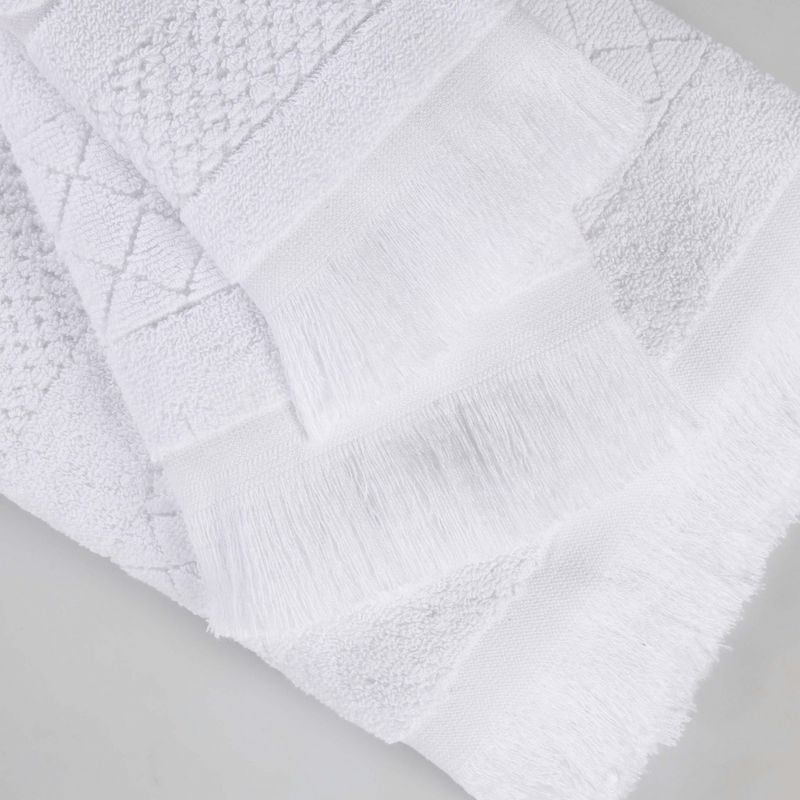 Cotton Geometric Jacquard Plush Soft Absorbent Hand Towel Set of 6 by Blue Nile Mills, 3 of 9