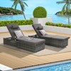 VisioGear Patio 2-Piece Chairs Tanning Lounges with Storage, Beach Recliners with Adjustable Backrest, Dark Gary, 77"*25"*14.8" - 3 of 4