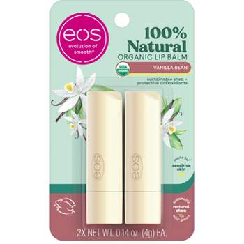 eos Natural & Organic Lip Balm Stick - Vanilla Bean - 2pk/0.28oz