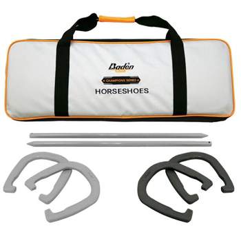 SPEXDARXS Horseshoes Set, Lawn Horseshoes Outside Game Set for Teens Adults  Families - Includes 4 Horseshoes, 2 Stakes and Carrying Case