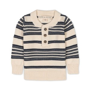 Hope & Henry Boys'  Long Sleeve Henley Pullover Sweater with Elbow Patches, Infant - 1 of 3