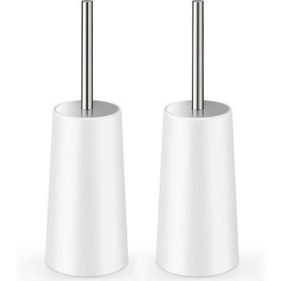2-Pack Toilet Brush and Holder, Toilet Bowl Brush with 304 Stainless Steel Long Handle for Bathroom Cleaning